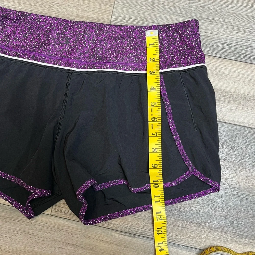 Lululemon‎ Speed Shorts Purple Black Low Rise Running Athletic Gym Shorts Size 6